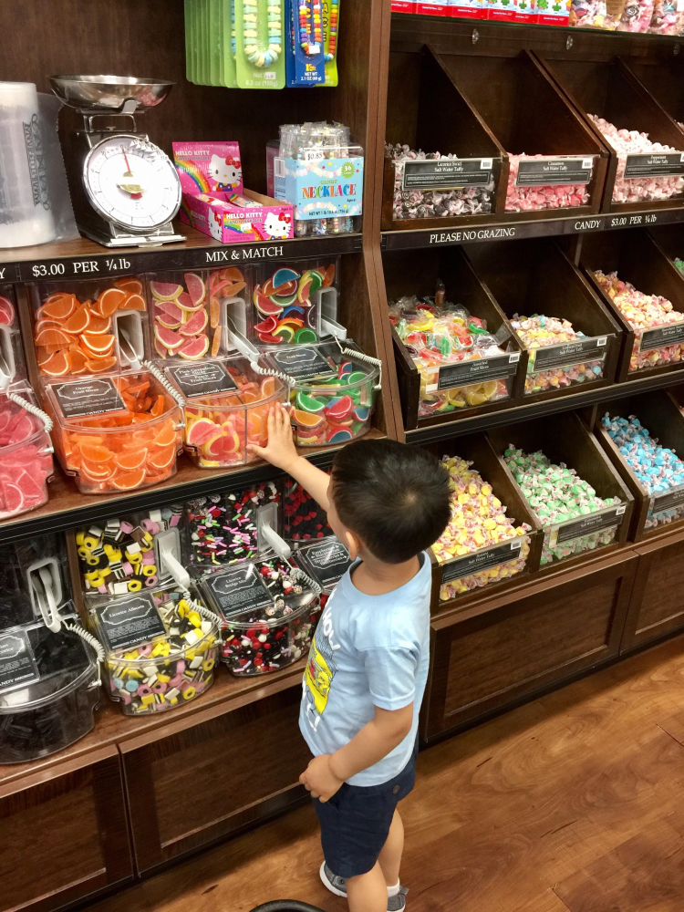 Noah in candy store